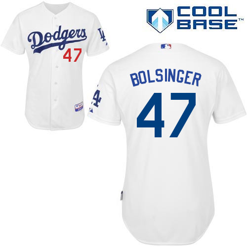 Mike Bolsinger #47 Youth Baseball Jersey-L A Dodgers Authentic Home White Cool Base MLB Jersey